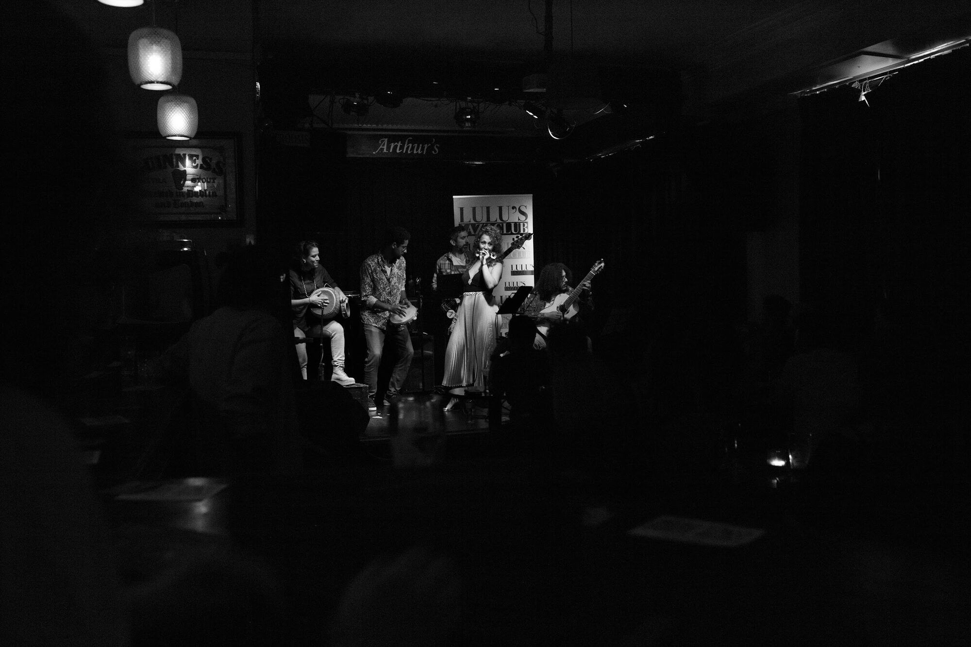 Black and white: the club and audience, wide