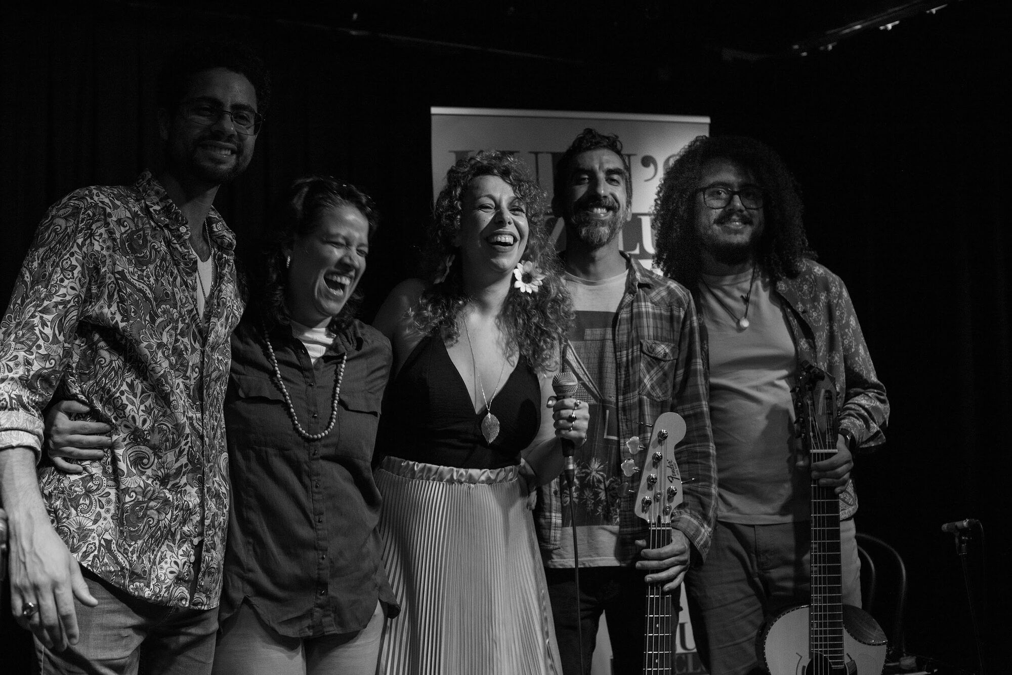 Black and white: the band together after the show